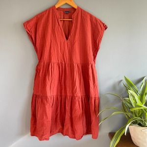 Gap Women's Tiered Babydoll Dress Medium Tall M MT 8 10 Rust Boho Western